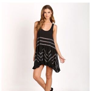 Free People Voile & Lace Trapeze Slip Black Combo NWT S